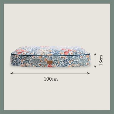 Матрац для собак Rosewood x Morris & Co. великого розміру, бордовий, товсто стертий, з неслизьким дном, можна прати, з принтом William Morris (Bower Berry Print, L)