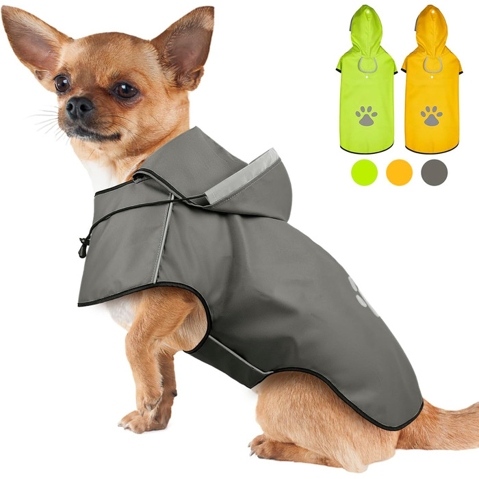 Водонепроникна куртка для собак з капюшоном, для прогулянок та ігор, сіра (S)