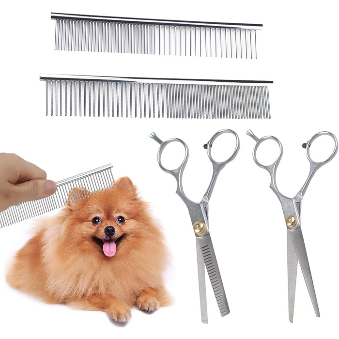Набір професійних ножиць для грумінгу собак та котів Wenlai (4 шт.), нержавіюча сталь, для догляду за шерстю