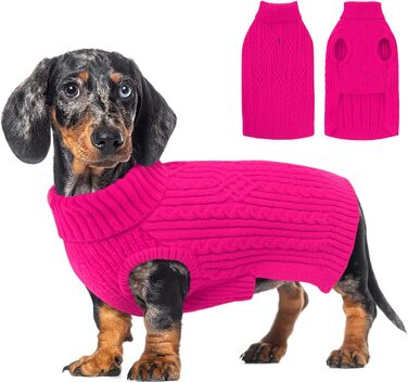 Пуловер для собак AOFITEE, теплий пуловер з коміром-стійкою для дрібних порід (Такса, Мопс, Мальтізе) S, Рожевий