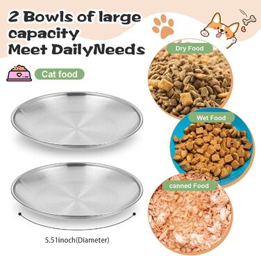 Набір мисок для котів Gjinxi (4 шт.), 14 см, нержавіюча сталь, для корму та води