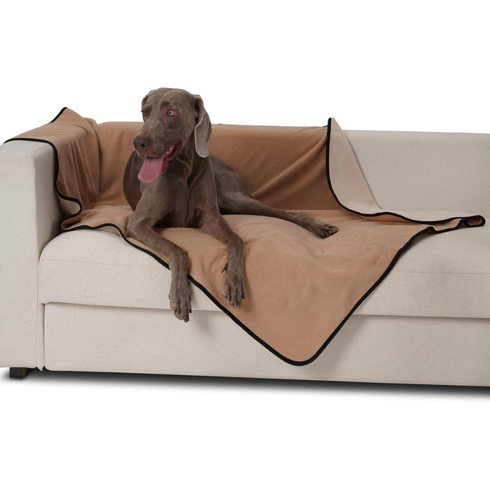 Водонепроникний коврик для собак PETTOM 152x127 см, м'який коврик для великих та маленьких собак, захисний коврик для дивана, ліжка, автокрісла, меблів - прання до 30°C (L, пісочний)
