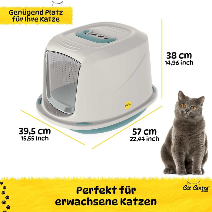 Кігтечка-туалет для котів з кришкою та дверцятами, синій килимок, 57 x 39,5 x 38 см, XL