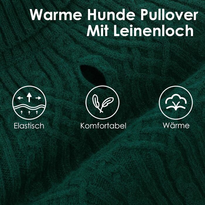 Теплий зимовий пуловер для собак AOFITEE з коміром-стійкою, для такс та маленьких порід, зелений (S)