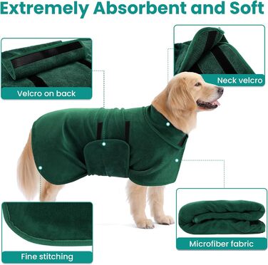 Рушник для собак PETTOM, мікрофібра, швидковисихаючий, для великих собак (M, зелений)