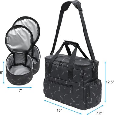 Чемодан-переноска для собак MyDays, валіза для тварин, переноска на вихідні з розкладним миском (Чорний)