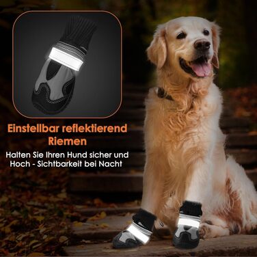 Зимові чоботи для собак, 2 шт. Водонепроникні чоботи для собак з теплим флісом, високий дизайн, антиковзкі, з відбиваючим кріпленням на липучці, розмір 1