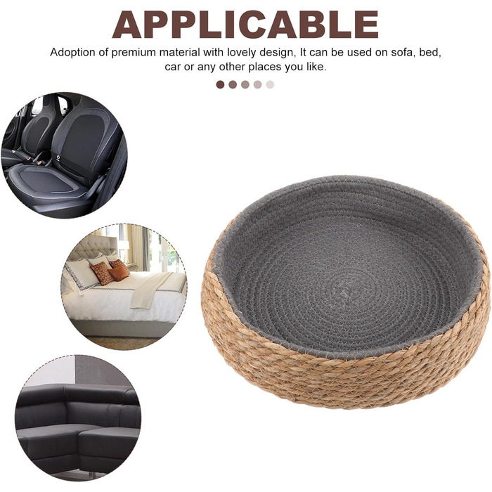 Кругле ліжко для собак та котів POPETPOP з ротангу, 35x35x8 см - миється та дихає, ідеально для вітальні та спальні