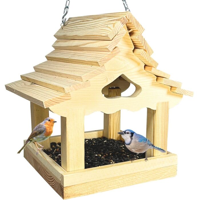 Дерев'яний годівничка для птахів на балкон, стійкий до погодних умов, ручної роботи, для саду та балкону