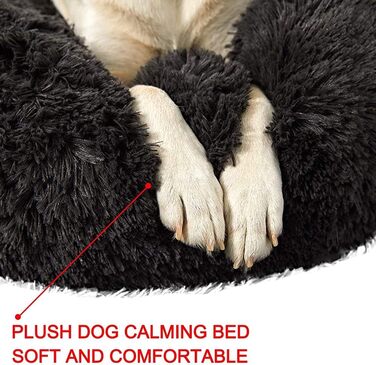 Лежанка для собак великих та середніх порід, чорна, 80 см, знімний чохол, неслизький низ