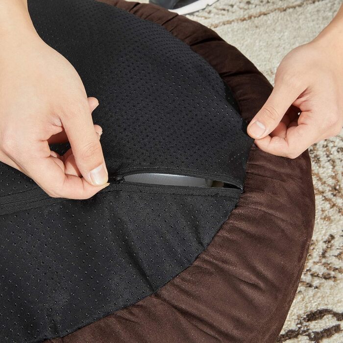 Ліжко для собак та котів Feandrea Donut, діаметр 50 см, коричневе, 50 x 50 x 18 см