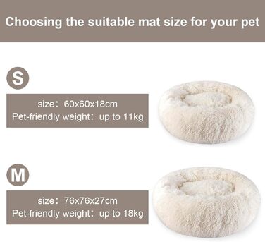 М'яке ліжко для кота Aspand, 60 см Ø - зручне та тепле місце для сну з антиковзною основою, Бежевий колір, 60x60x18 см