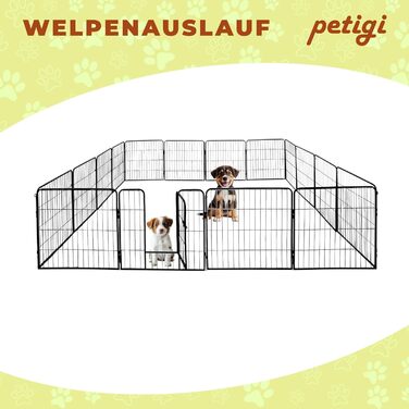 Вольєр для цуценят Petigi XL, 16 деталей, розмір елемента: 60x80 см, сталь з порошковим покриттям, вольєр для цуценят, клітка для собак, кроликів, морських свинок, котів, легкий у догляді