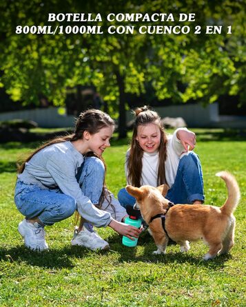 Складана пляшка для води для собак Lesotc, 1000 мл, блакитний колір (для прогулянок, подорожей, кемпінгу)
