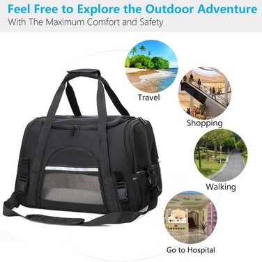 Транспортна переноска для собак та котів KJSXUUE, чорна, складна, з м'якою підстилкою