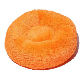 Кругле ліжко для собак FANSU з м'якого плюшу, ковзаюча база, ліжко для котів, розмір та колір обираються (Помаранчевий, 60см), 60см, Помаранчевий