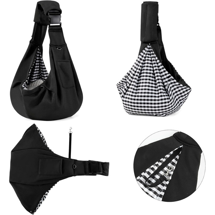 Сумка-переноска для собак Valleycomfy Tragetuch - чорна, до 7 кг