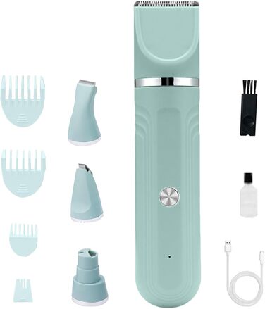 Набір для грумінгу собак 4-в-1: ножиці, щітка, гребінець, тример. Для собак, котів, цуценят. Зелений