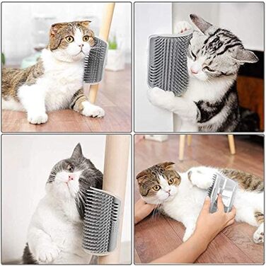 Щітка для котів 3-в-1: масажер, гребінець для короткої та довгої шерсті, щітка для догляду за обличчям, масажний кулястий інструмент для котів