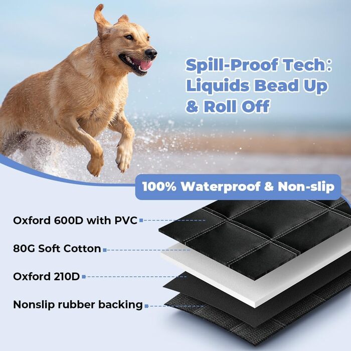 KYG Деки для собак у машину, 4-в-1, 135x147 см, чорний: захист сидіння, водовідштовхувальний, антиковзаючий