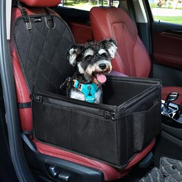 Автокрісло для собак KYG - Стабільне, водонепроникне, неслизьке та стійке до подряпин - для собак малого та середнього розміру - на переднє та заднє сидіння (Чорний) 6696