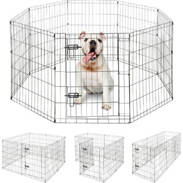 BOWHAUS Розкладний вольєр для собак (8 панелей), металевий, для дому та вулиці, 76.2 см