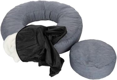 Крісло-лежанка для собак Zooplus Flocke | з в'язкоеластичними кульками | м'яке та зручне | гніздечко для собак | з блискавкою, можна прати | білий колір (діаметр: 90см x висота: 20см)