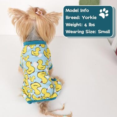 Жовтий комплект піжами для собак, теплий та літній одяг для маленьких собак, цуценят, котів. М'який, еластичний, комплект для домашніх тварин (Small)