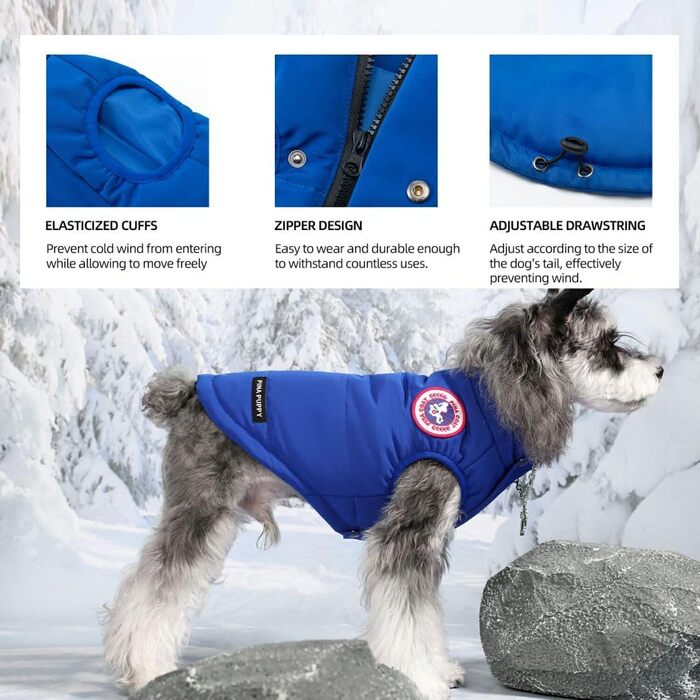 Зимовий одяг для собак PINA: тепла куртка, жилет та вітрозахисний одяг для малих та великих собак. Червоний, синій, розмір S