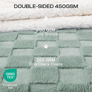 Водонепроникний килимок для собак Luciphia, великий розмір, Sherpa Fleece, двосторонній, захист ліжка та меблів, бежевий (м'ятно-зелений), X-Large (85x57 дюймів)