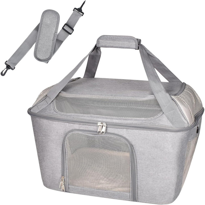 Транспортна переноска для котів та собак, складана переноска-мішок, переноска для тварин з регульованим плечовим ременем, схвалена авіакомпаніями