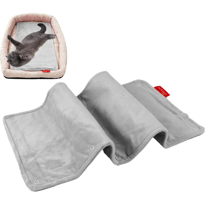 Водонепроникне електричне грілка для котів, цуценят та маленьких собак, 58.4 x 27.9 см, акумуляторний, сірий