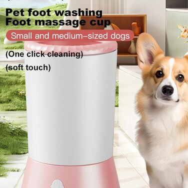 Автоматичний мийчик лап для собак | Автоматична машина для миття лап, USB-зарядка, аксесуари для догляду за тваринами, електричний мийчик лап для собак (білий / рожевий)