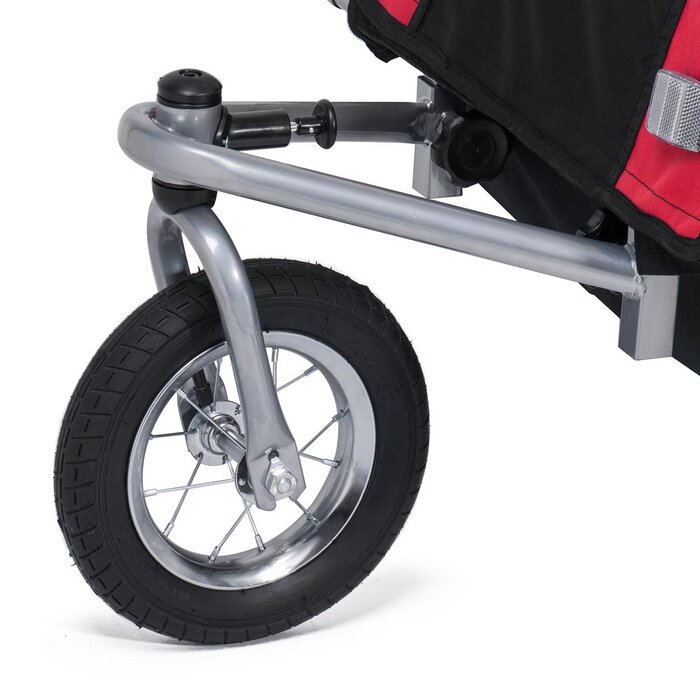 SAMAX Fahrradanhänger Jogger 2in1: Дитячий велопричіп-коляска 2в1, обертання 360°, для 2 дітей, червоний, сірий фрейм