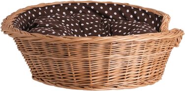 Корзина для тварин з ротангу для собак та котів, лежанка, корзина для кота, лежанка для собаки, плетена корзина, 85 см, з подушкою