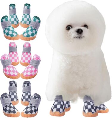 Чорно-білі собачі чоботи Kukaster для захисту лап, 4 шт. Неслизька підошва, світловідбиваючий замок, підходять для собак маленьких, середніх та великих порід, розмір 3