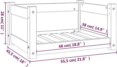 Крісло-ліжко для собак та котів біле, 55,5x45,5x28 см, масив дерева, сосна