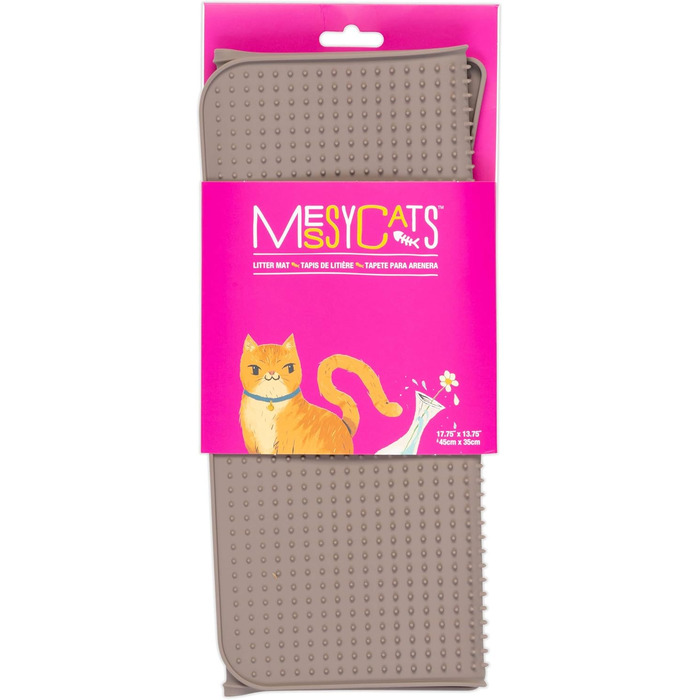 Килимок для котячого туалету Messy Cats, м'які шипи, 45,7x35,6 см, сірий