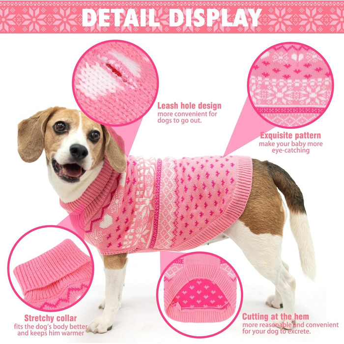 Пуловер для собак SCENEREAL: теплий, стильний, для зимових пригод. Розміри XS, S, M. Зі сніжинками. Підходить для цуценят, дівчаток та хлопчиків.