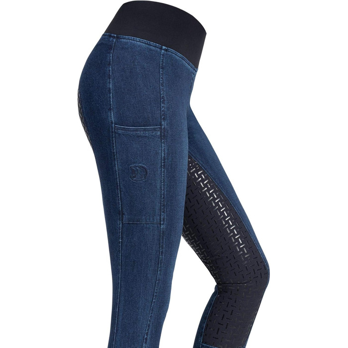 Джинсові легінси для верхової їзди RIDERS CHOICE з повним силіконовим покриттям та кишенею для телефону - RidersDeal Collection, 32, Темно-синій