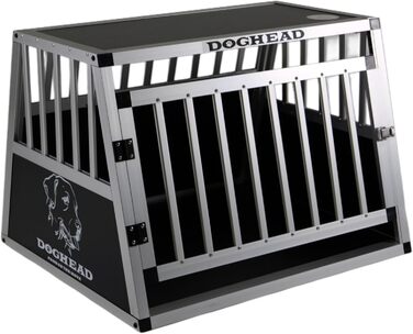 Транспортна переноска для собак DOGHEAD Ecoline, 70x60x50 см, алюмінієва, чорний/срібний колір