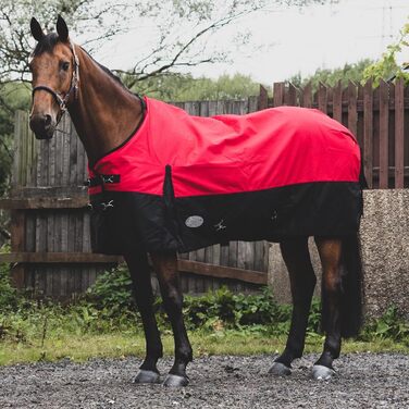 Кінська попона eQuitack 1200 ден, водонепроникна, з флісовою підкладкою, 125 см, червона/чорна