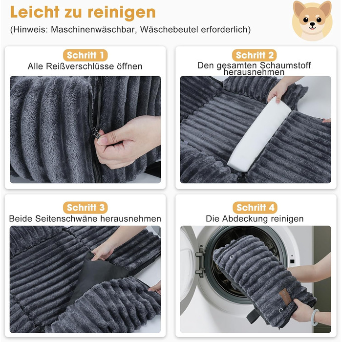 Автомобільне ліжко для собак MIXJOY: комфортне та безпечне місце для маленьких та середніх собак. Зручне кріплення, миється, з пам'яті-піни, сіре.