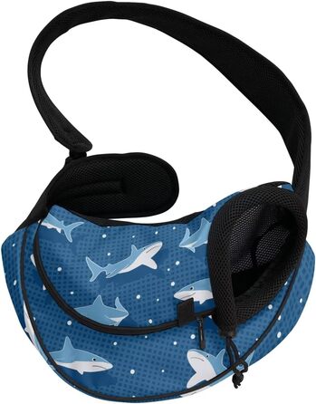 COEQINE Сумка-переноска для собак середніх порід, переноска для тварин, для цуценят, через плече, гаманець, з товстим наповнювачем, регульований плечовий ремінь для Йоркширського тер'єра, Чихуахуа (Синій акула)