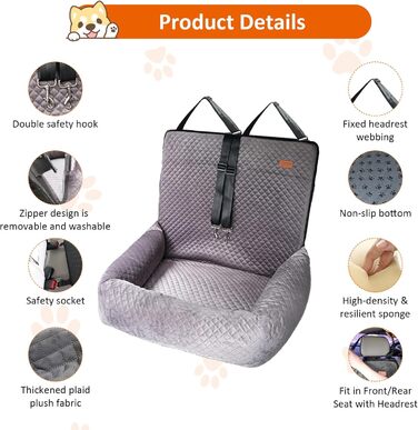 Автокрісло для собак JAOGAUS: безпечне та зручне автокрісло для середніх та великих собак, з безпечним ременем та легкою у догляді підкладкою