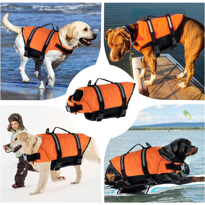 Жилет рятувальний для собак FainFun Orange, XS. Регульований, з високою плавучістю та рятувальним гачком. Підходить для малих та великих собак.