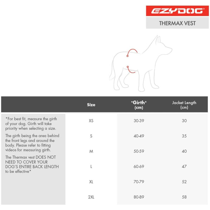 Водонепроникний флісовий жилет для собак EzyDog Thermax з рефлективними смужками, для малих, середніх і великих порід, чорний, з захистом живота