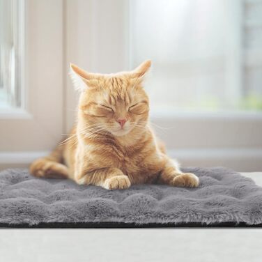 Самогріюча ковдра для котів та собак XIAPIA, фланелева, без кабелів, тепла, миється, термоковдра для котів, подушка для котів, для дому та авто, сіра, 60 x 45 см, M