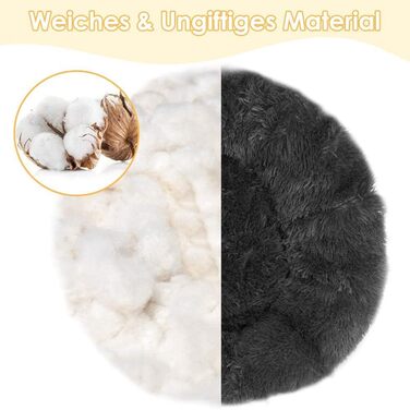 М'яке ліжко для собак Haoye, кругла подушка для домашніх тварин, ліжко-донат для котів та собак, миється, зручне ліжко для котів та собак (діаметр 50-120см / 7 розмірів), діаметр 70см (Чорний, діаметр 50см)