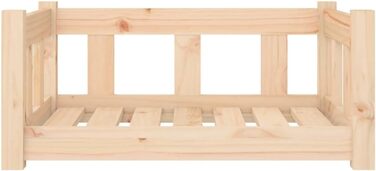 Ліжко для собак біле з масиву сосни - кошик для котів з боковими стінками для великих та середніх собак, білий (65,5x50,5x28 см, коричневий)